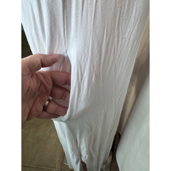 EUC GRECERELLE white short sleeve super soft maxi t-shirt dress pockets Size M - Picture 6 of 10
